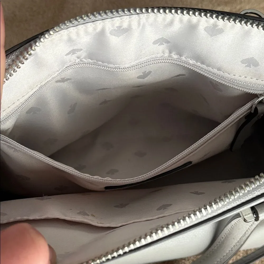 Kate Spade Gray Leather Dome Satchel Crossbody Bag